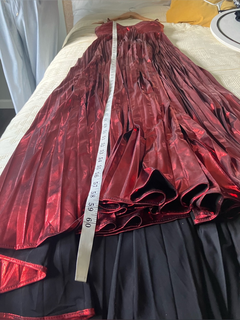UNBRANDED Red Metallic High Low Pleated Maxi Dress Size M - Picture 12 of 16